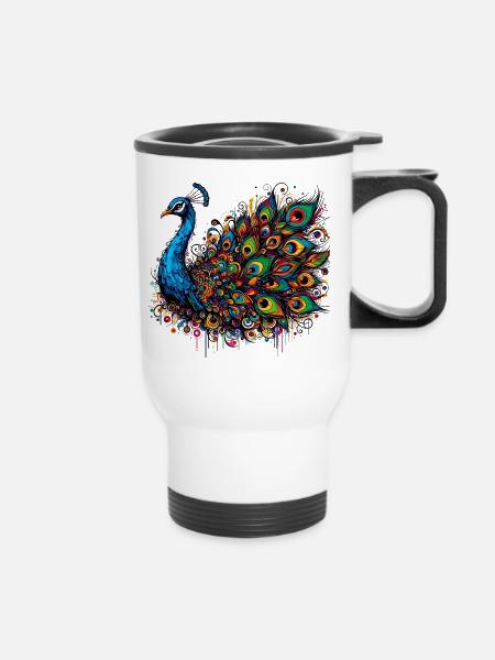 Pfau - Thermobecher mit Tragegriff - Weiß