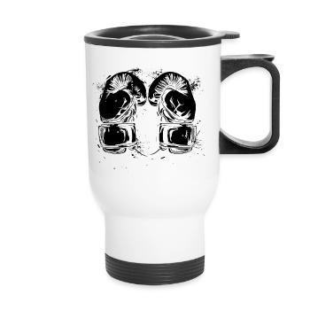 Kickboxing Gloves - Thermal mug with handle - white - Front