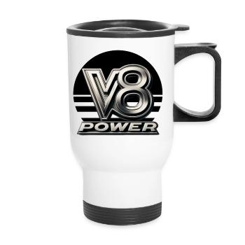V8-Leistung - Thermobecher mit Tragegriff - Weiß - Vorne