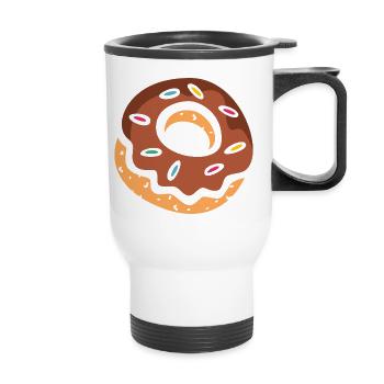Beignet coloré avec glaçage au chocolat - Tasse isotherme avec poignée - blanc - Devant