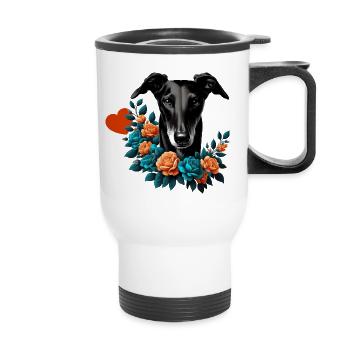 Galgo Blackbeauty Nr01 - Thermal mug with handle - white - Front
