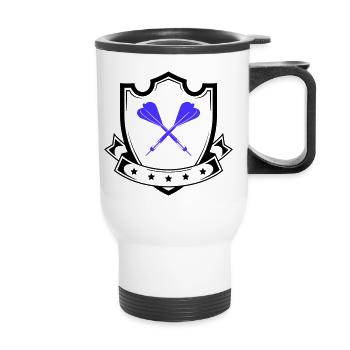 Blue Cross Darts Design - Thermal mug with handle - white - Front