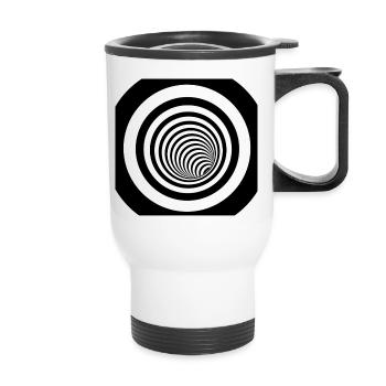 Hypnotic black and white spiral - Thermal mug with handle - white - Front