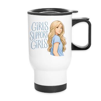 Girls Support Girls – Feminist Statement Art - Thermal mug with handle - white - Front