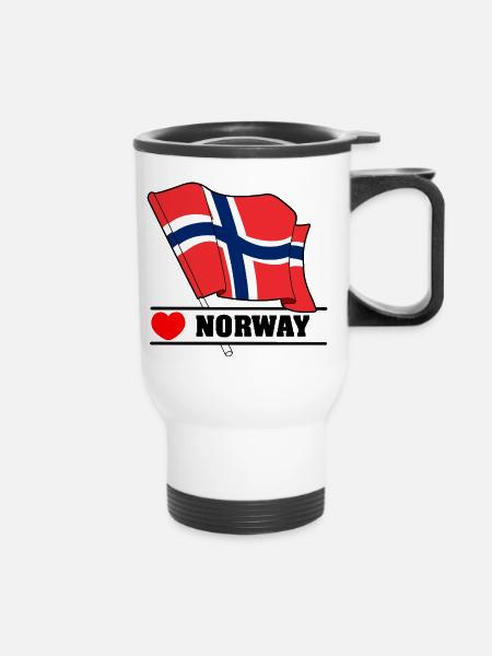 Norwegische Flagge mit Herz - Thermobecher mit Tragegriff - Weiß
