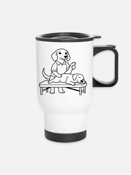 dackel physiotherapeut - Thermobecher mit Tragegriff - Weiß