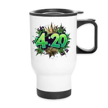 420 - Thermobecher mit Tragegriff - Weiß - Vorne