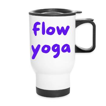 Flow Yoga Handlettering Purpur - Thermobecher mit Tragegriff - Weiß - Vorne