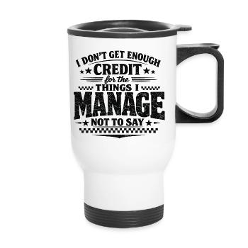 Choses que je parviens à ne pas dire : drôles - Tasse isotherme avec poignée - blanc - Devant