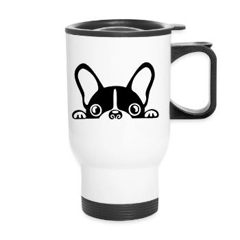 Frenchie Puppies | Français Bulldog, Chien - Tasse isotherme avec poignée - blanc - Devant