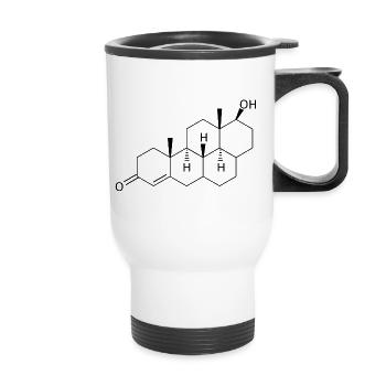 Testosteron Strukturformel | Fitness, Gym, Protein - Thermobecher mit Tragegriff - Weiß - Vorne