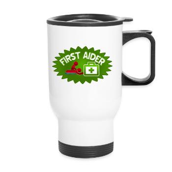 First Aid Aider - Thermal mug with handle - white - Front