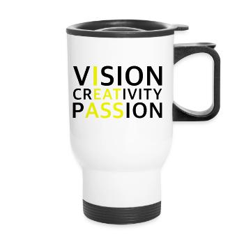 Vision, Creativity, Passion | Motivation - Thermal mug with handle - white - Front