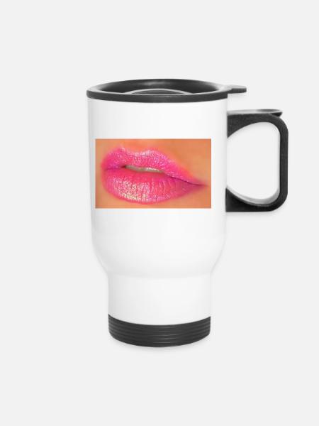 Pink lips - Thermobecher mit Tragegriff - Weiß
