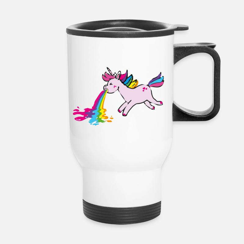 kotzendes Einhorn, unicorn,regenbogen, einhorn - Thermobecher mit Tragegriff - Weiß