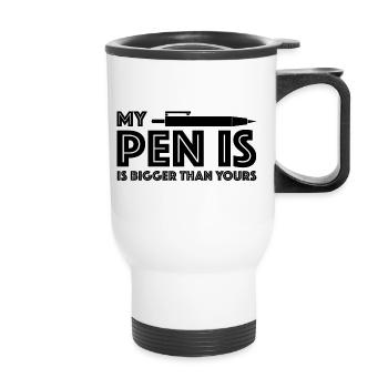 Mon stylo est plus grand que le vôtre - Tasse isotherme avec poignée - blanc - Devant