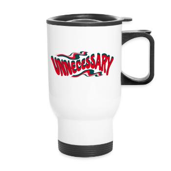 Retro Unnecessary Statement Text - Thermal mug with handle - white - Front