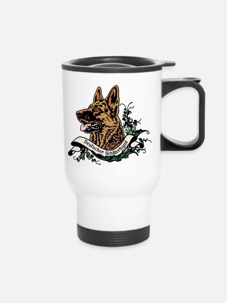 Schäferhund Anno 1900 - Thermobecher mit Tragegriff - Weiß