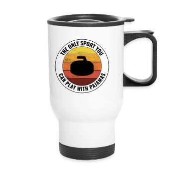 Curling Sweeping Fan Winter Ice Sport Curler Drôle - Tasse isotherme avec poignée - blanc - Devant