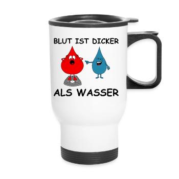 Blut ist dicker als Wasser | lustige Bilder - Thermobecher mit Tragegriff - Weiß - Vorne
