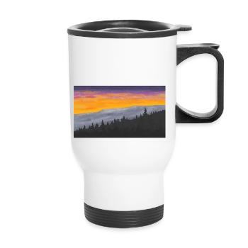 Ski slope in the mountains at sunset. - Thermal mug with handle - white - Front