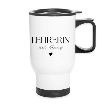 Lehrerin mit Herz - Thermobecher mit Tragegriff - Weiß - Vorne