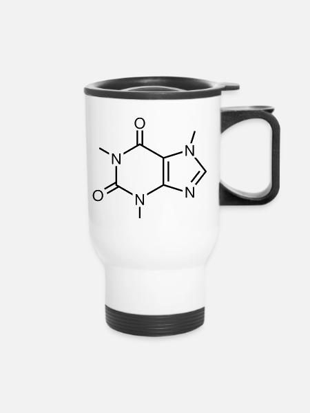 Koffein Molekül Strukturformel - Thermobecher mit Tragegriff - Weiß