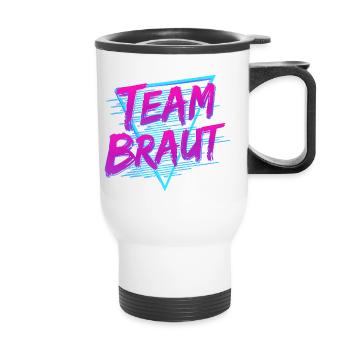 Team Braut (80s Style) - Thermobecher mit Tragegriff - Weiß - Vorne