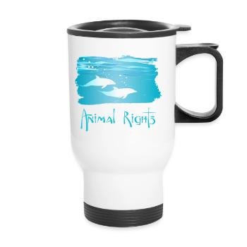 Animal Rights Dolphin Dolphins - Thermal mug with handle - white - Front