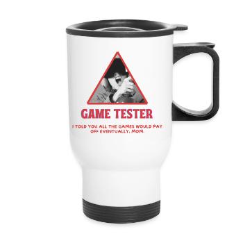 Game Tester Funny Saying Gaming - Thermal mug with handle - white - Front