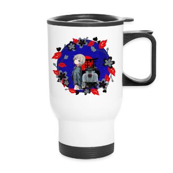 Anime vintage scooter - Thermal mug with handle - white - Front