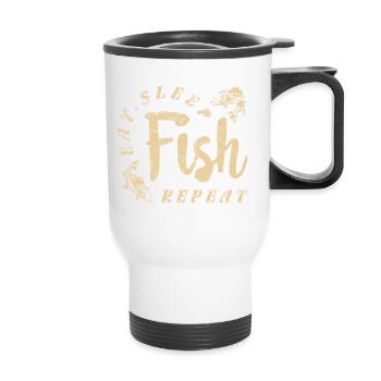 Eat Sleep Fish Repeat funny quote born to fish - Thermal mug with handle - white - Front