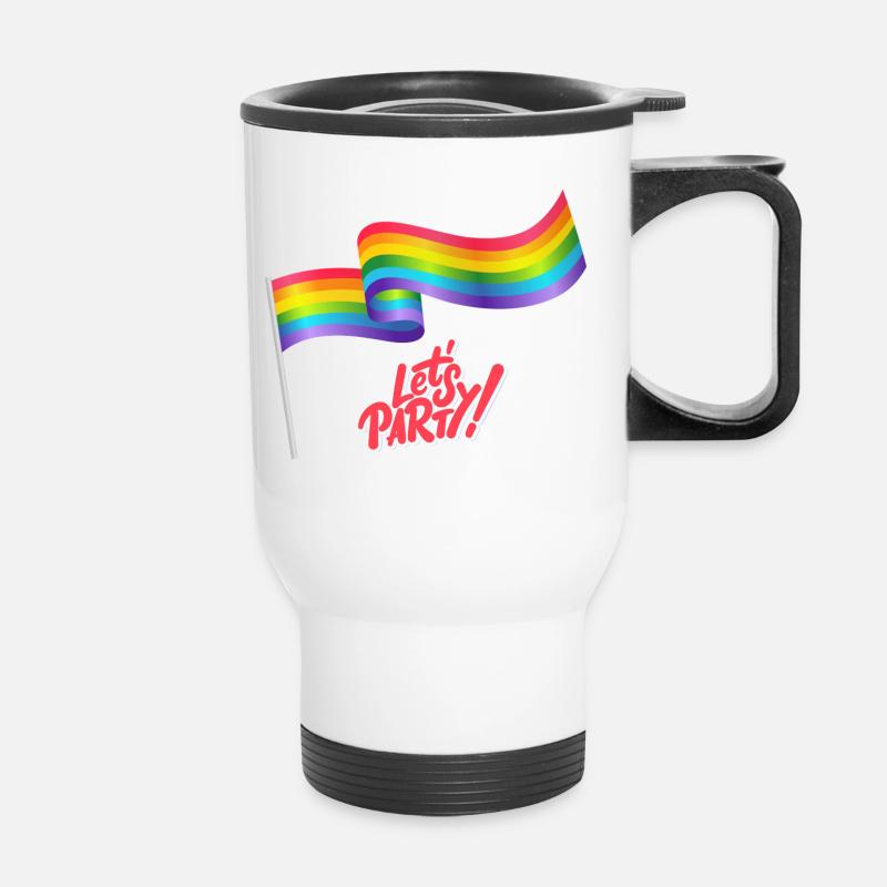 Pride Party Lets Go - Thermal mug with handle - white