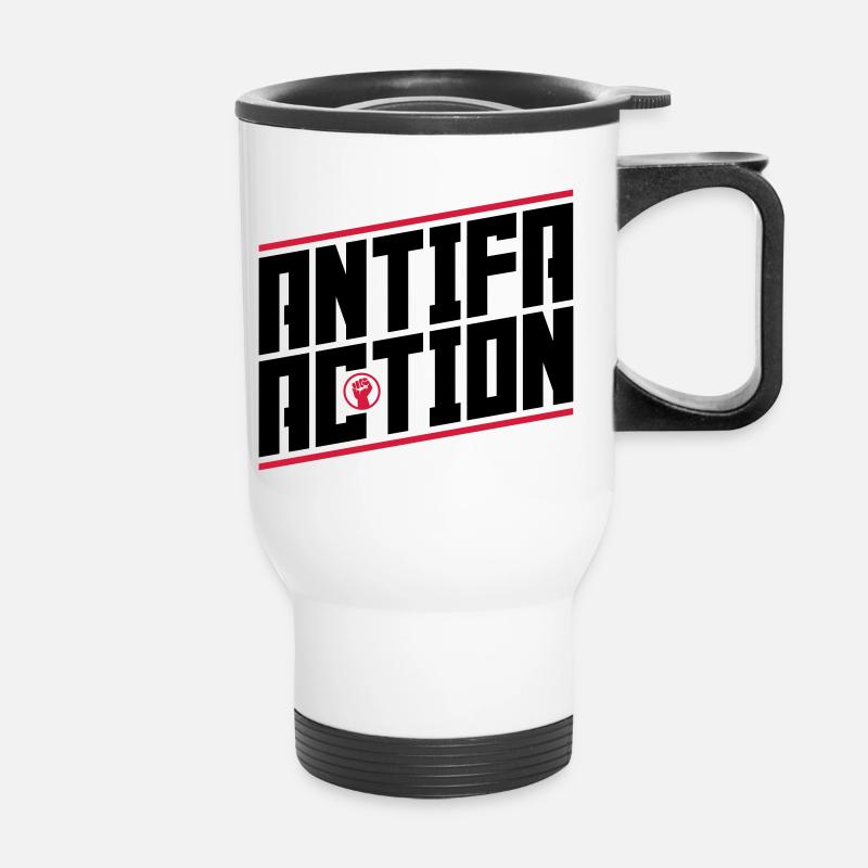 Antifa Action - Thermobecher mit Tragegriff - Weiß