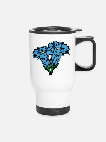 Entiienne, Fleurs de montagne, Montagnes - Tasse isotherme avec poignée - blanc
