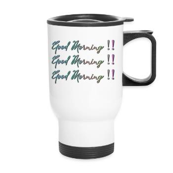 Good Morning - Thermal mug with handle - white - Front