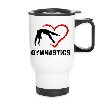 Gymnastique, Gymnaste et cœur, Gymnastique - Tasse isotherme avec poignée - blanc - Devant