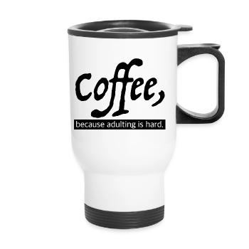 Café & Adulte | Café et thé pour adultes - Tasse isotherme avec poignée - blanc - Devant