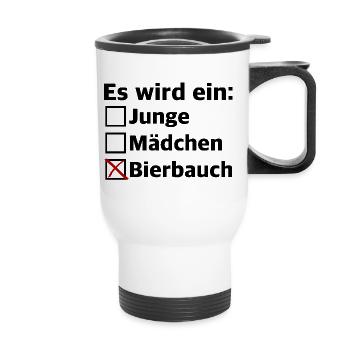 Es wird ein Bierbauch | Schwanger, Bier, Party - Thermobecher mit Tragegriff - Weiß - Vorne