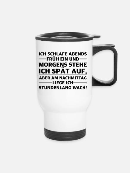 Ich bin ein Morgenmuffel | lustige Sprüche - Thermobecher mit Tragegriff - Weiß