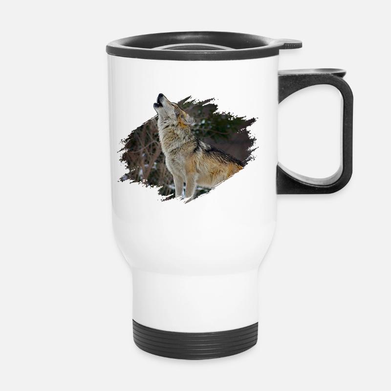 Loup - Tasse isotherme avec poignée - blanc