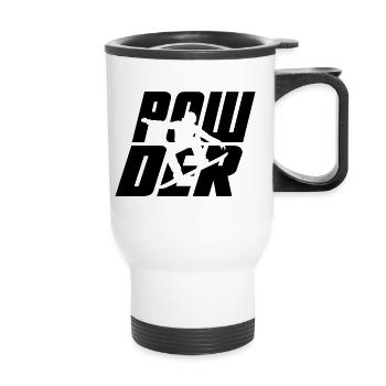 Snowboarder, Snowboarding, Snowboard - Powder - Thermal mug with handle - white - Front