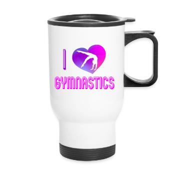 Ich liebe Turnen, Turnerin; Gymnastics - Gymnast - Thermobecher mit Tragegriff - Weiß - Vorne