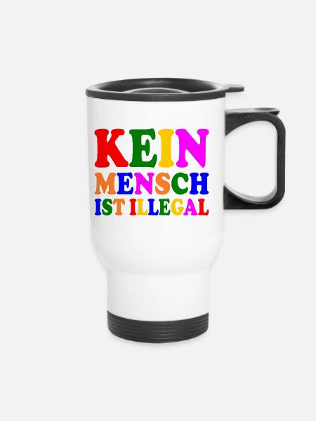 Kein mensch ist illegal - Thermobecher mit Tragegriff - Weiß