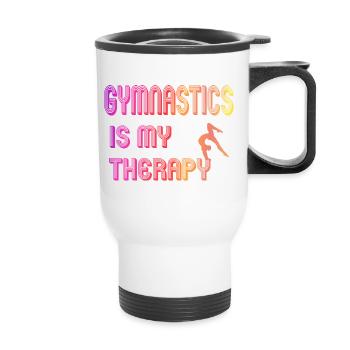 Gymnastics is my therapy - Thermal mug with handle - white - Front
