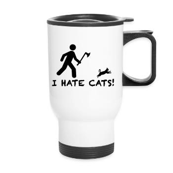 I hate cats, sarcasm ironically funny sayings - Thermal mug with handle - white - Front