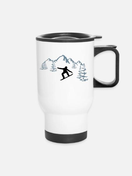 Snowboarder, Snowboarding, Snowboard - Termosmugg med handtag - vit