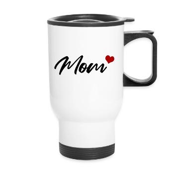 Mom Heart Family Mother - Thermal mug with handle - white - Front