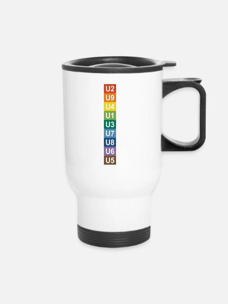 U-Bahn Regenbogen Berlin - Thermobecher mit Tragegriff - Weiß