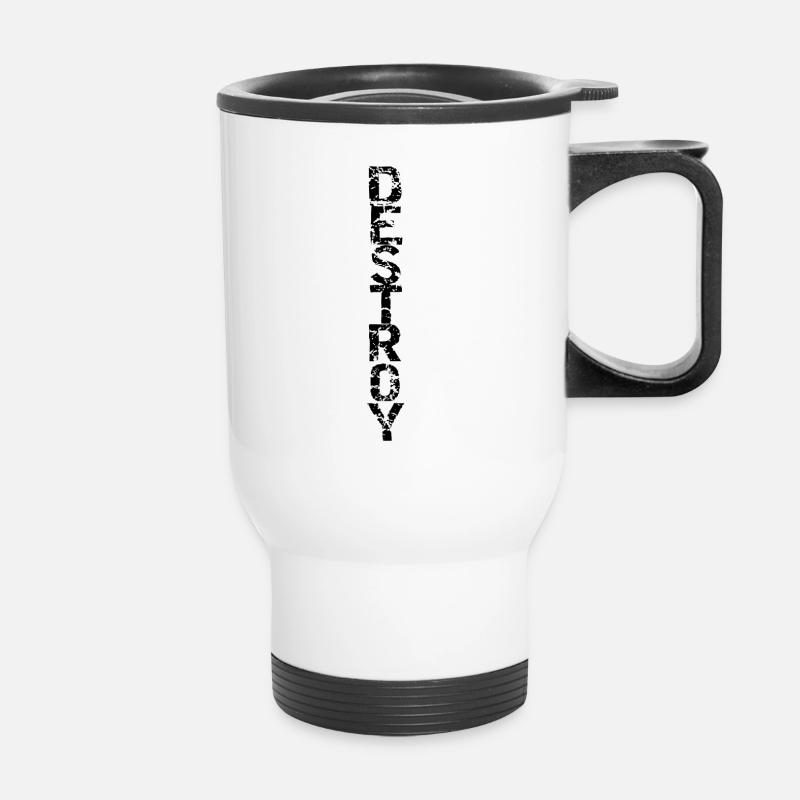 Destroy in black - Thermal mug with handle - white